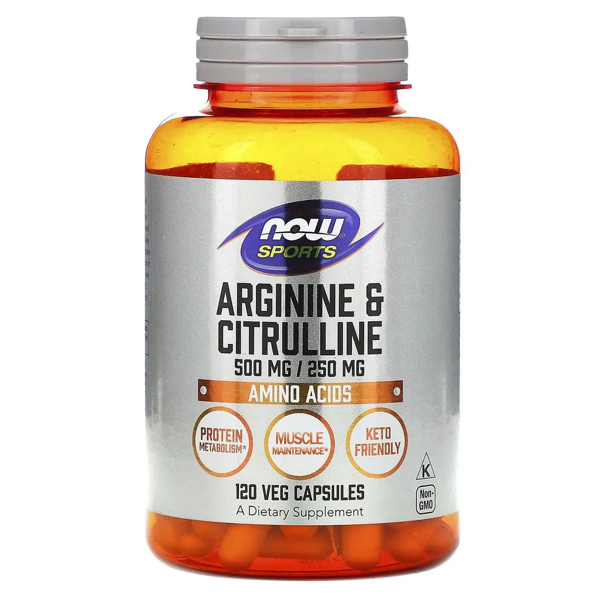 Arginina 500mg & Citrulina 250mg 120 capsulas veganas - Now Foods
