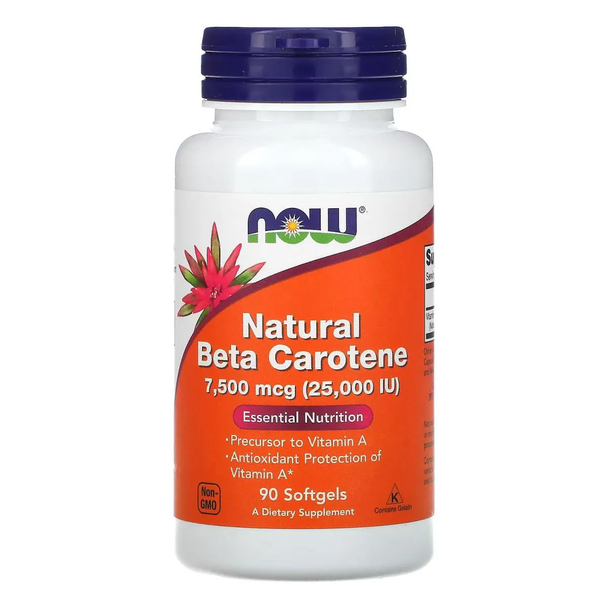 Betacaroteno Natural 7.500 mcg (25.000 UI) 90 Softgel - Now Foods