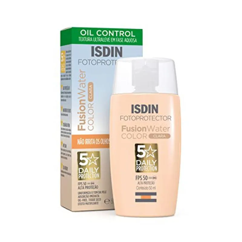Protetor Solar Facial Isdin Fusion Water Color Cor Clara FPS 50 50ml