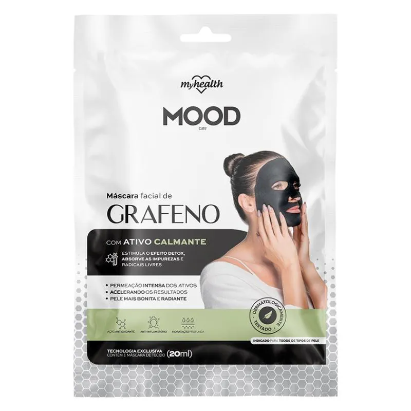 Máscara Facial De Grafeno Com Ativo Calmante Mood Care My Health Estimula O Efeito Detox Absorve As Impurezas E Radicais Livres