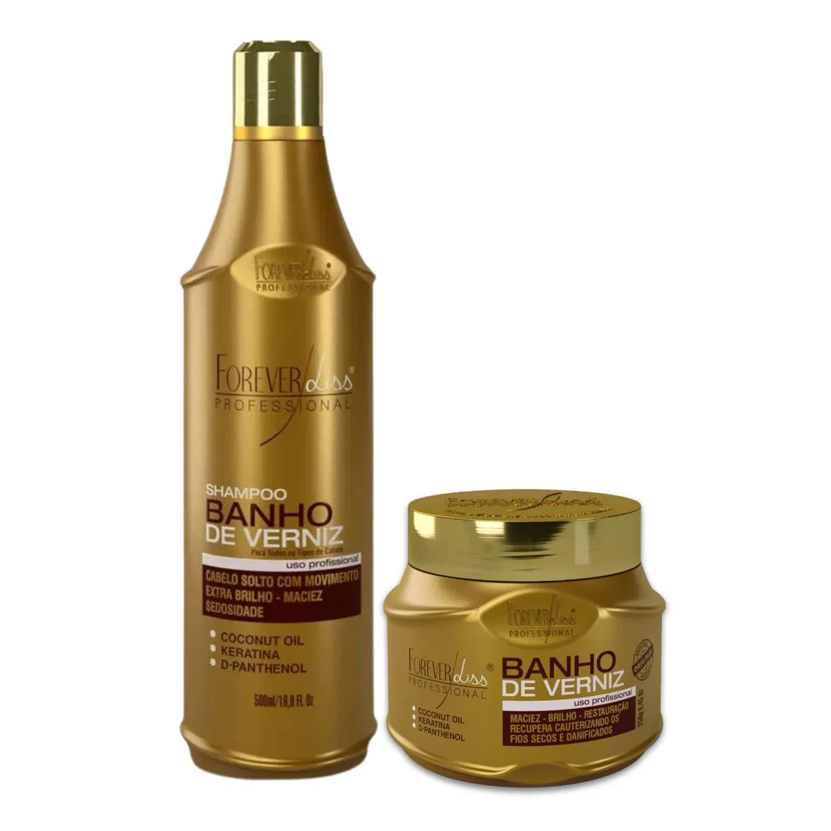 Kit Banho de Verniz Shampoo e Máscara Forever Liss