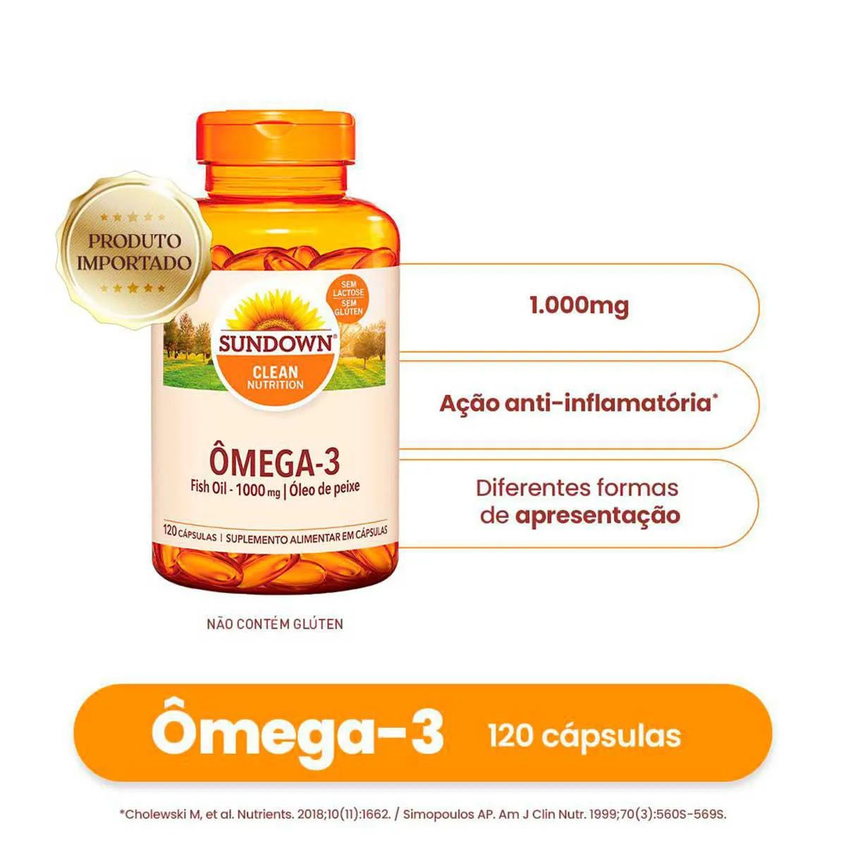 Ômega 3 Fish Oil 1000mg Sundown 120 cápsulas