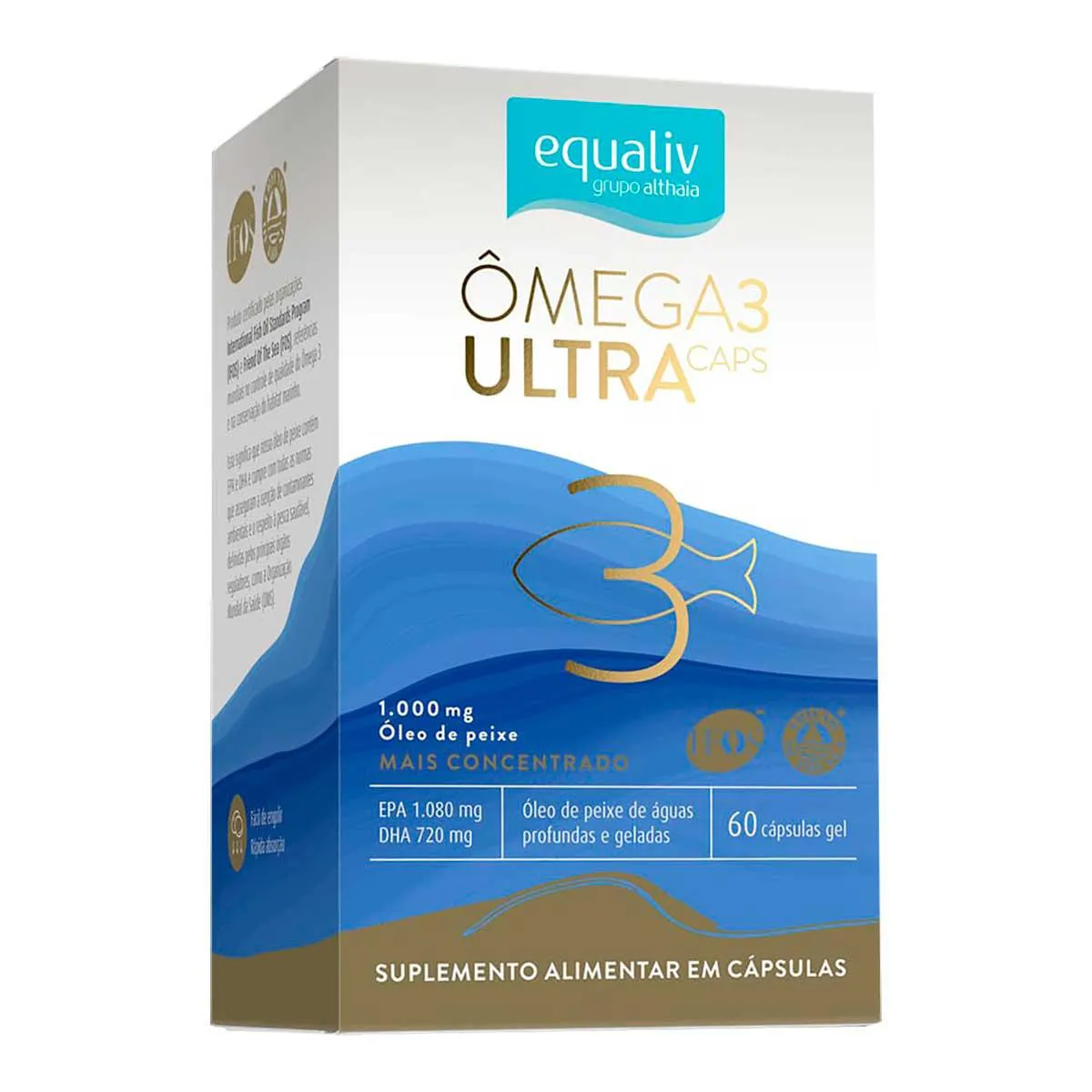 Ômega 3 1000mg Equaliv Ultra Caps Concentrado com 60 cápsulas gel