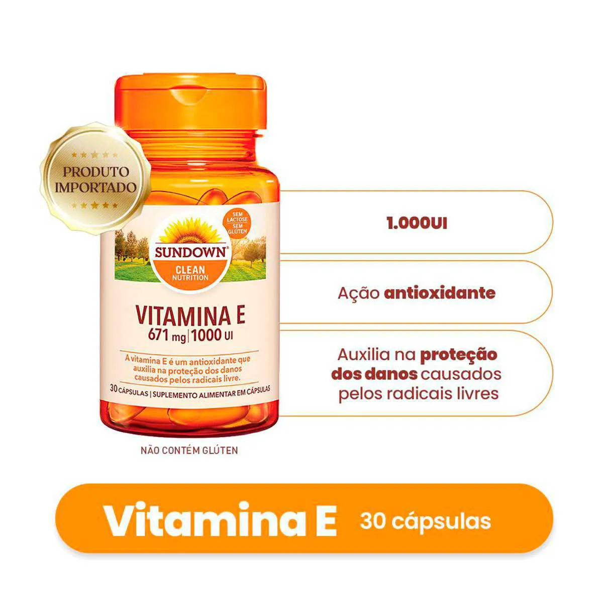 Vitamina E Sundown 1000UI 30 cápsulas