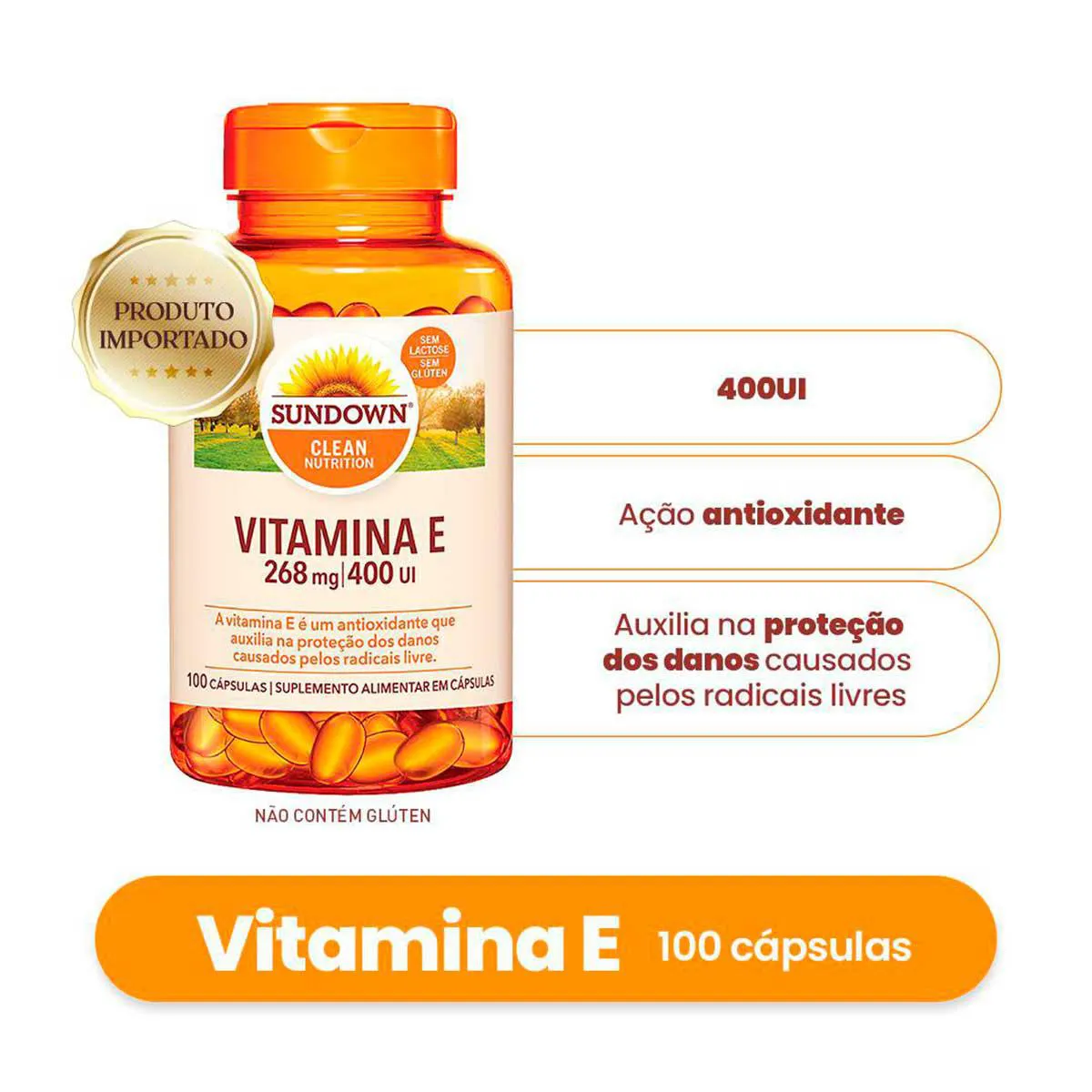 Vitamina E Sundown 400UI 100 cápsulas