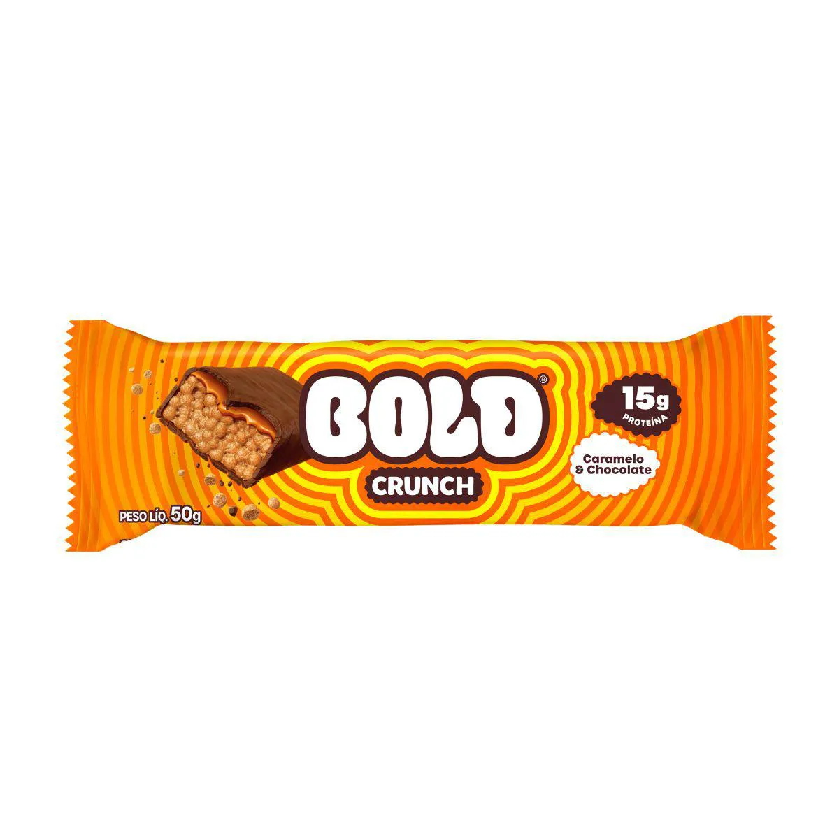 Barra de Proteína Bold Crunch Caramelo & Chocolate 50g