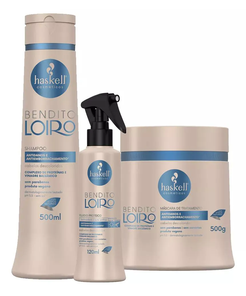 Kit Bendito Loiro Haskell Shampoo + Máscara 500mL/g + Fluído