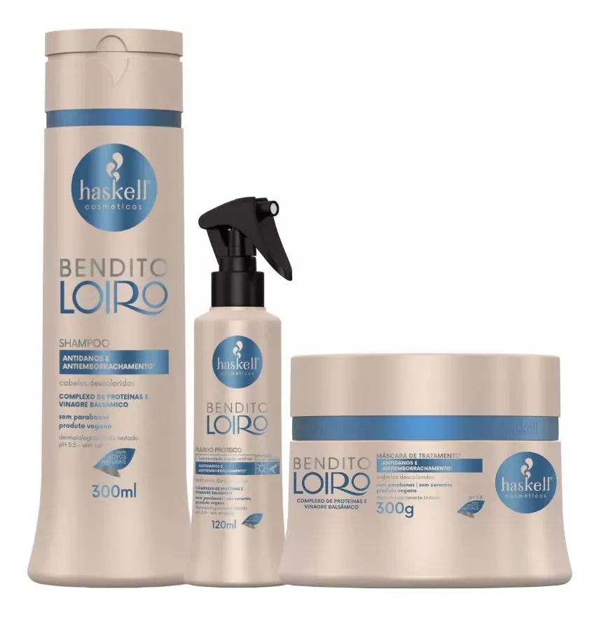 Kit Bendito Loiro Haskell Shampoo + Máscara 300mL/g + Fluído