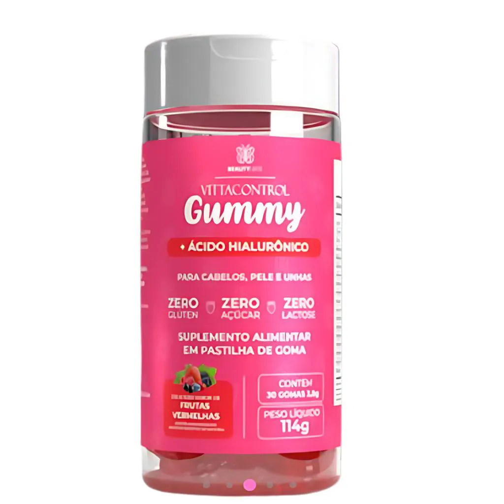 Gummy Vitamina para Cabelo, Unhas e Pele + Ácido Hialurônico | Zero Açúcar - Envio Imediato