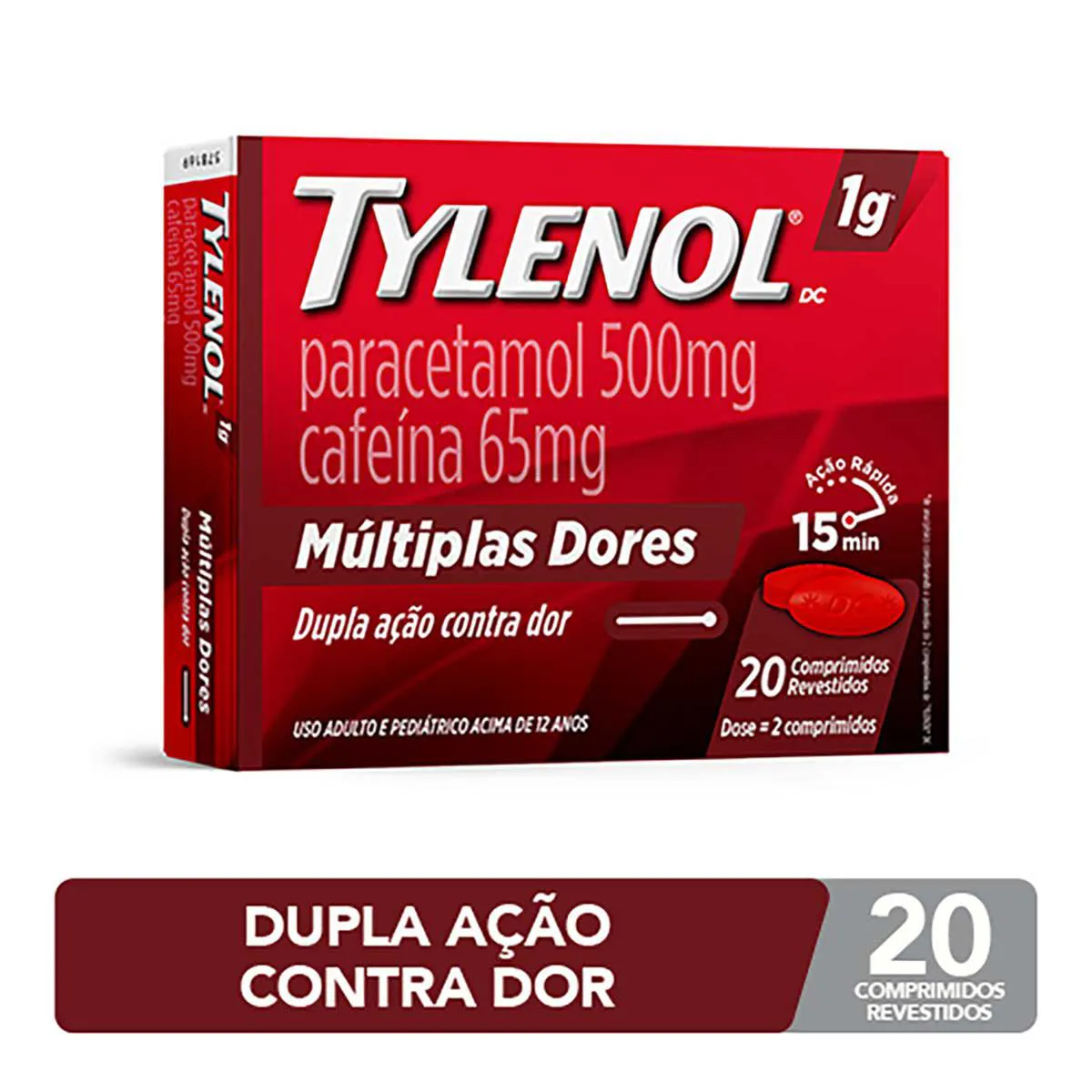 Tylenol DC Múltiplas Dores 1g + 130mg comprimidos - preço e bula | Drogasil