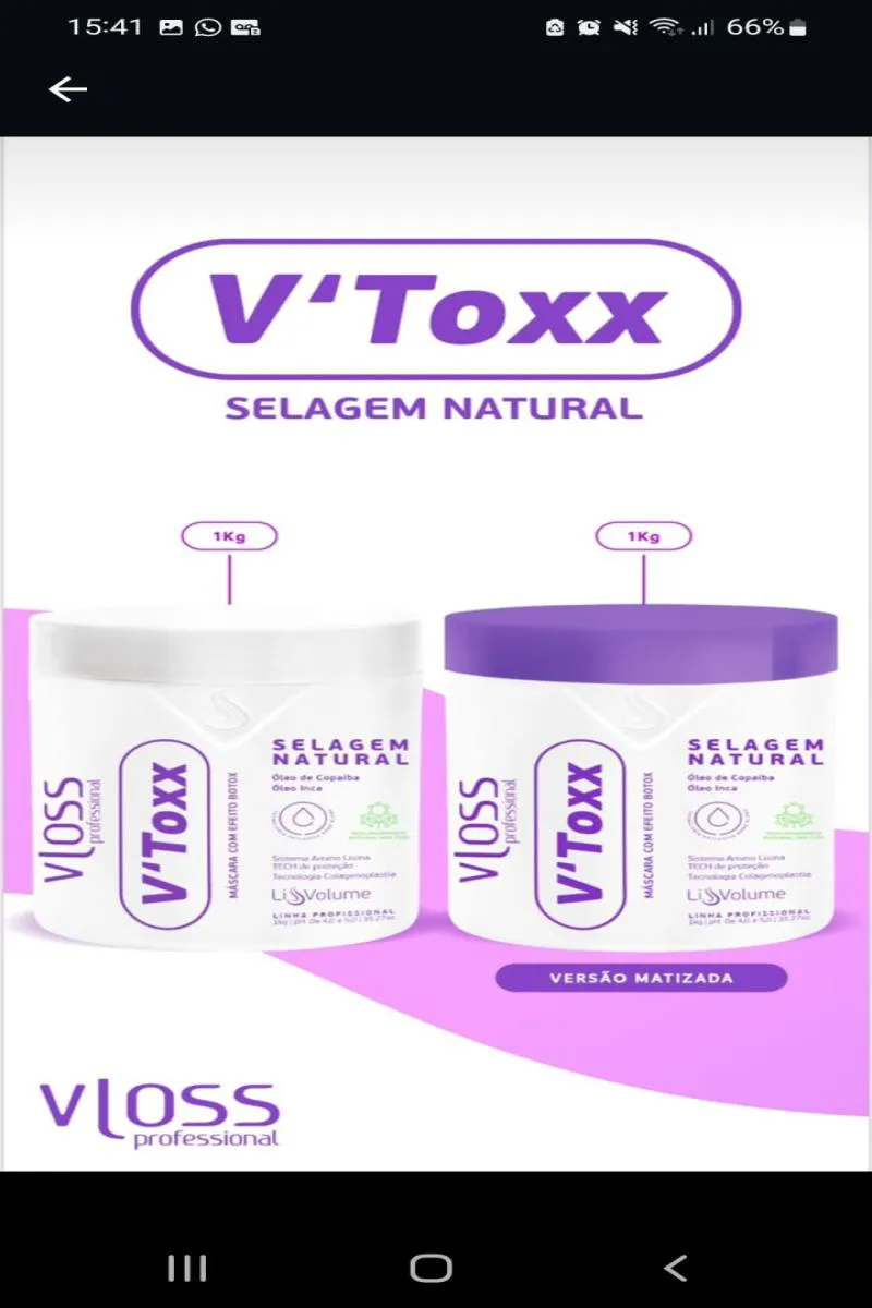 Vloss Kit Vtoxx  Selagem Natural Matizadora e Branca 2x1kg