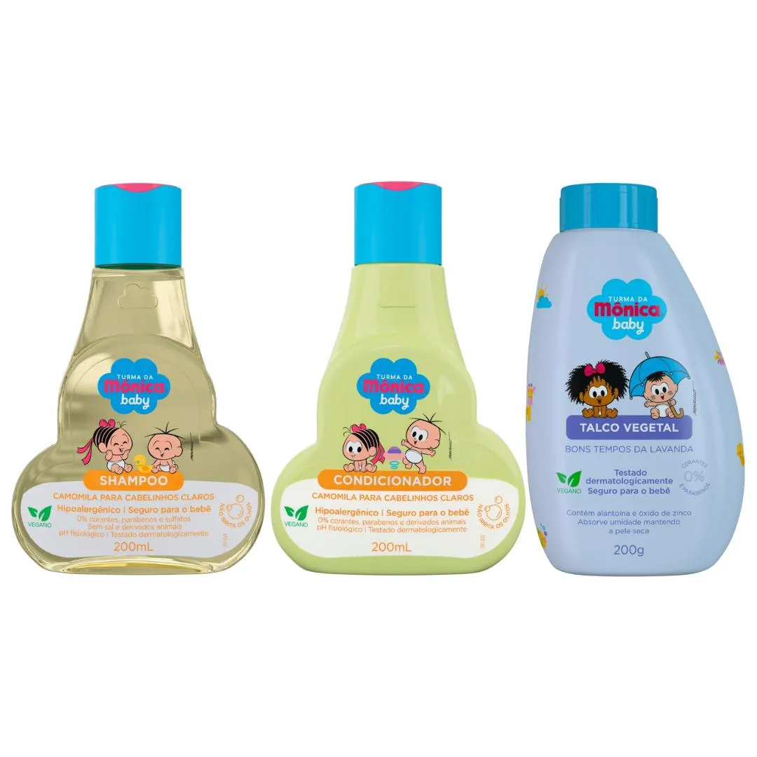 Kit Turma da Mônica Cabelinhos Claros Sh Cond Talco Lavanda