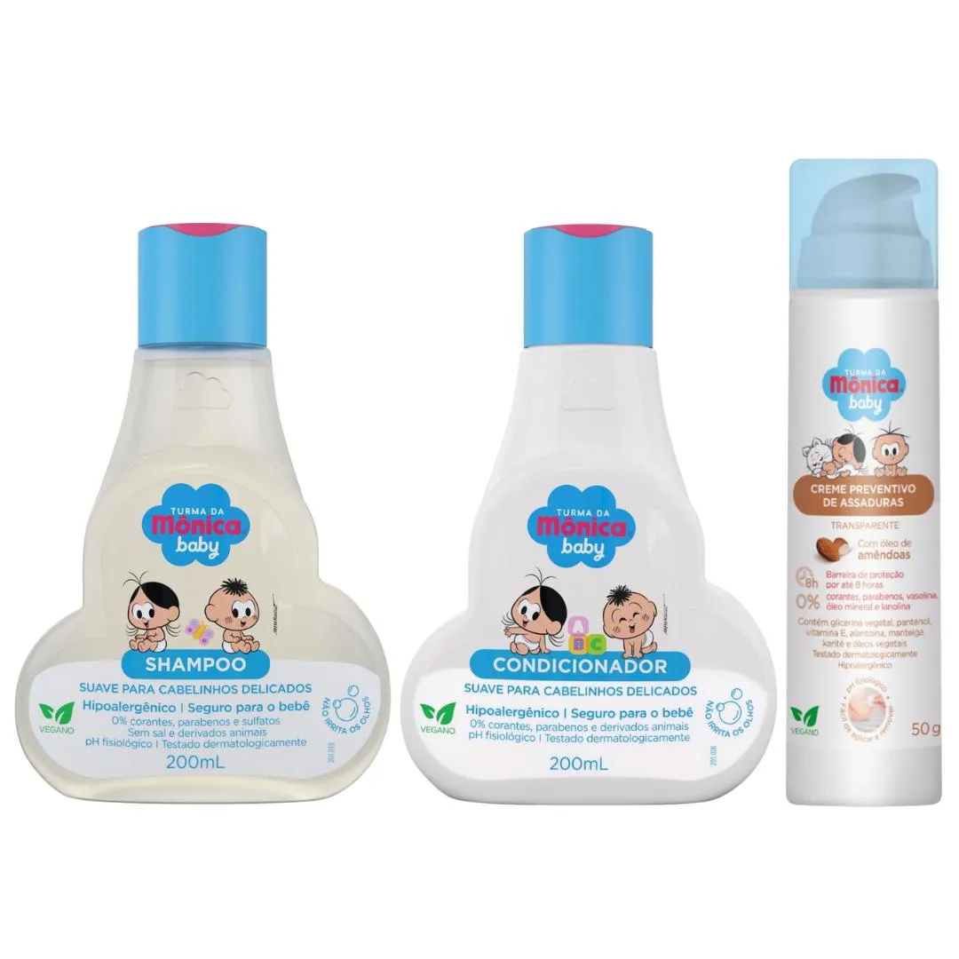 Kit Turma da Mônica Baby Delicados Sh Cond Creme Amendoas