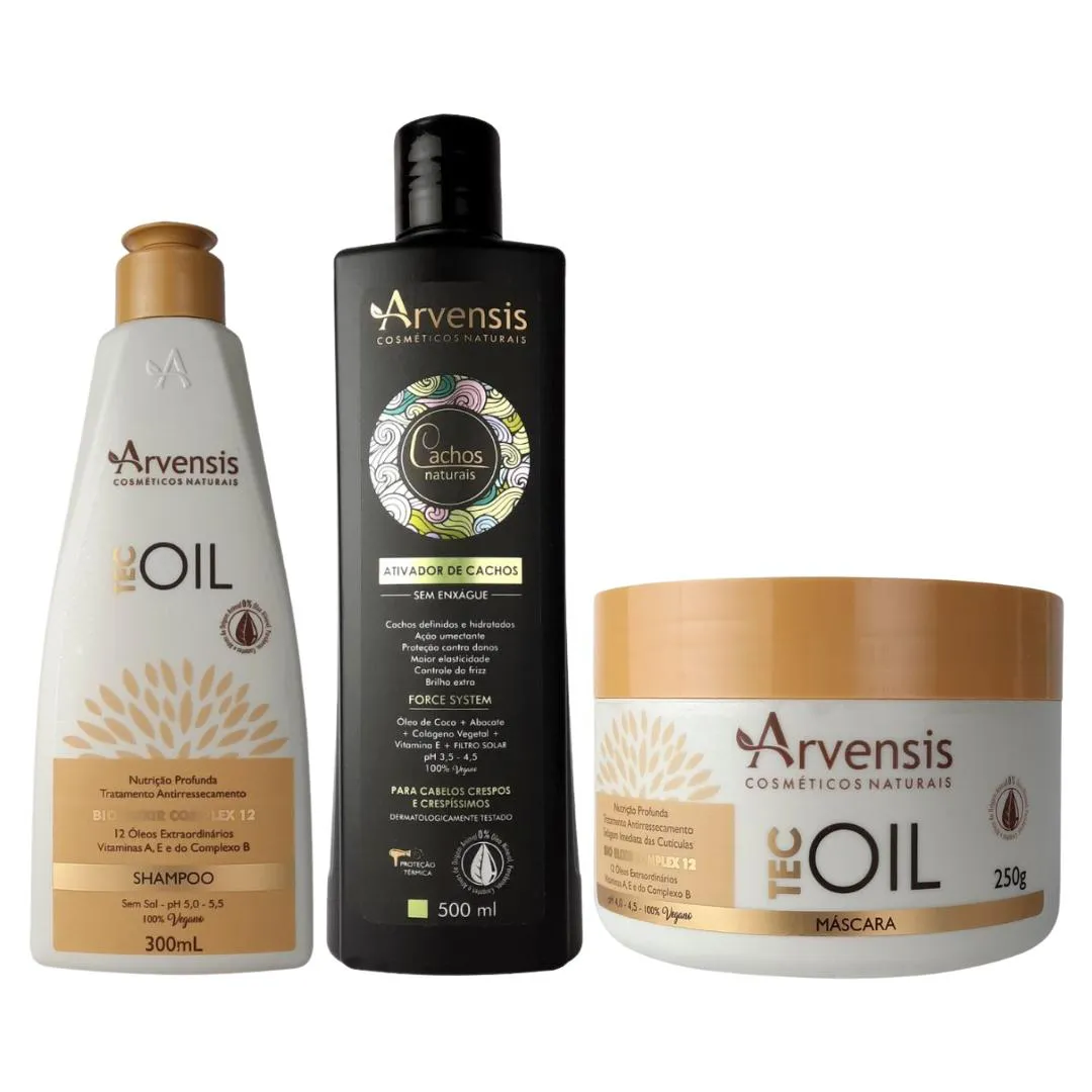 Kit Arvensis Tec Oil Shampoo Máscara + Ativador Crespo 500ml