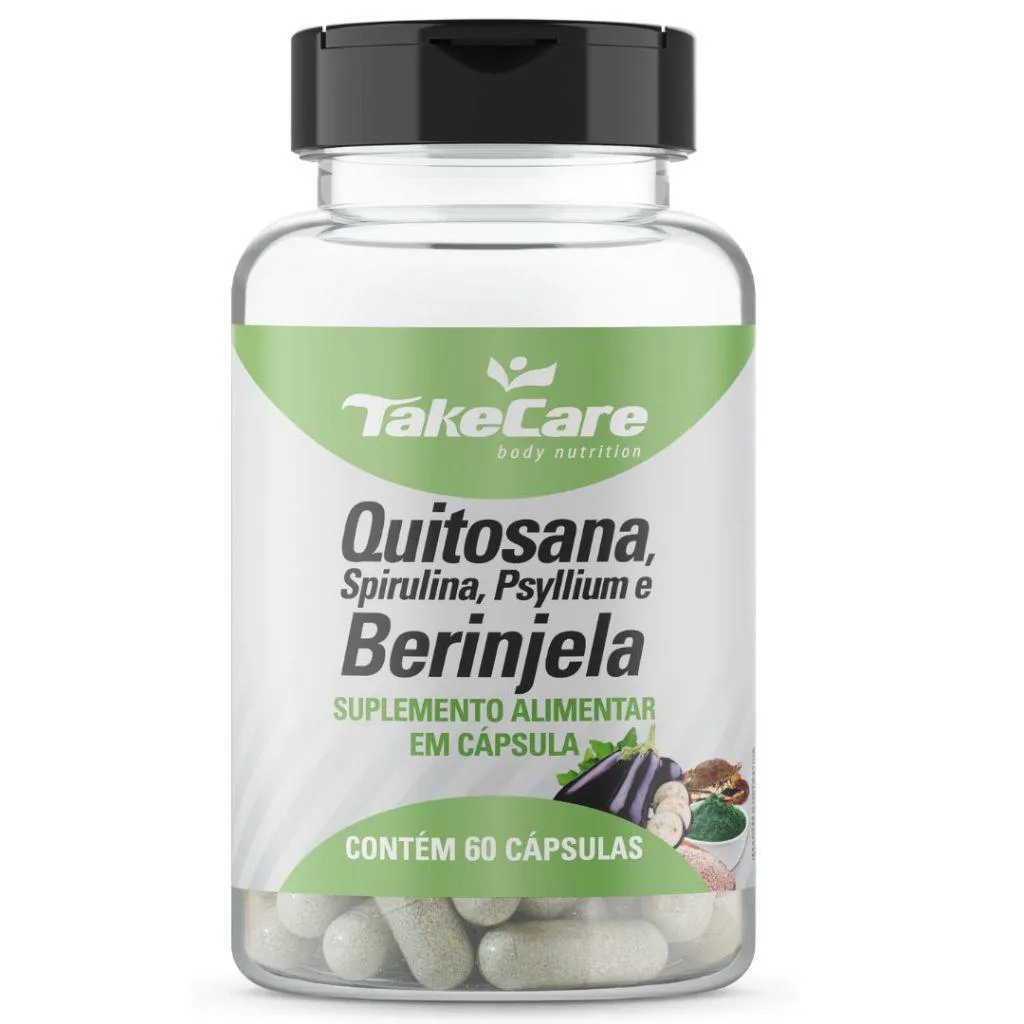 Quitosa, Spirulina, Psylium e Berinjela 60 cáps - Take Care
