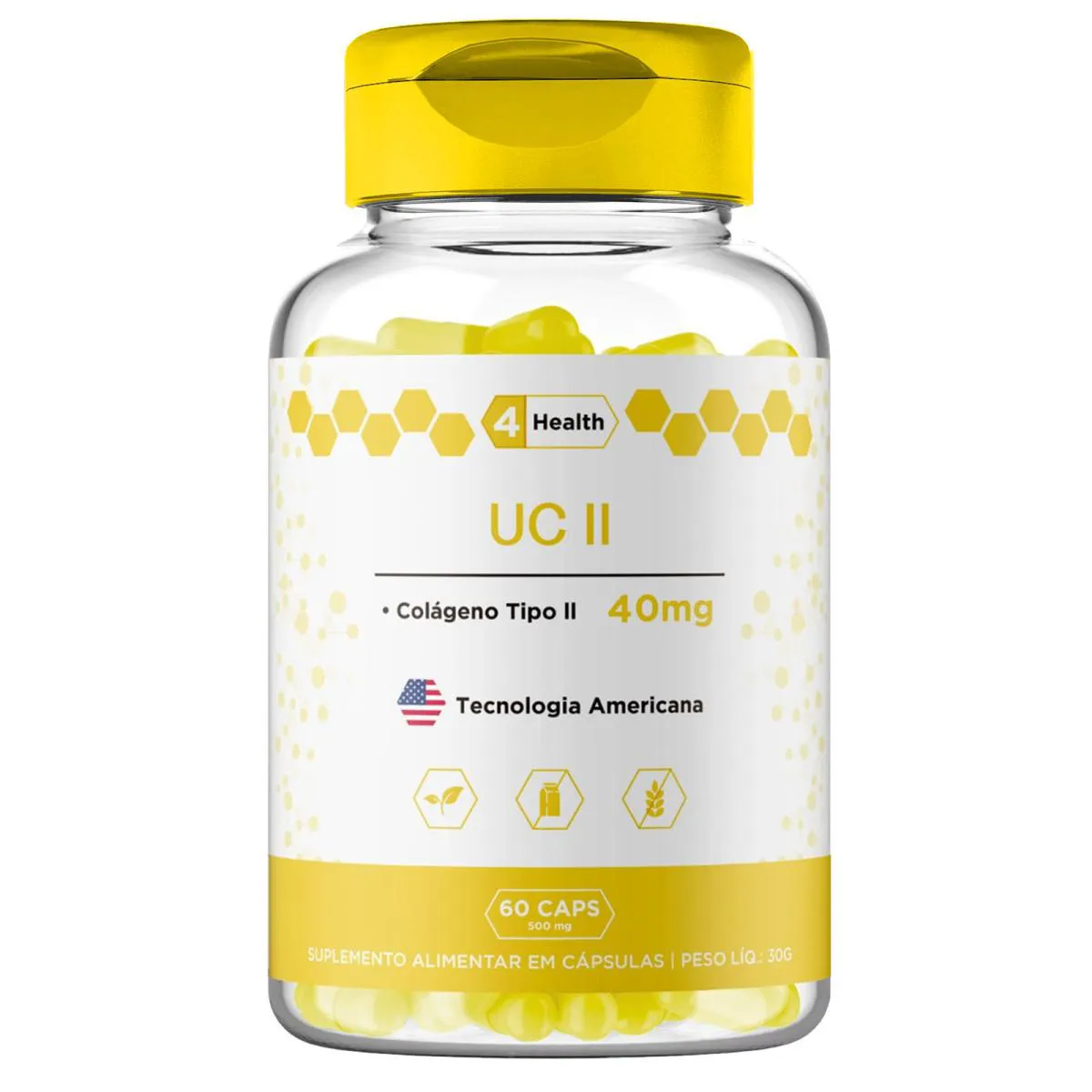 Colageno UC II 40mg 60 capsulas - 4 Health