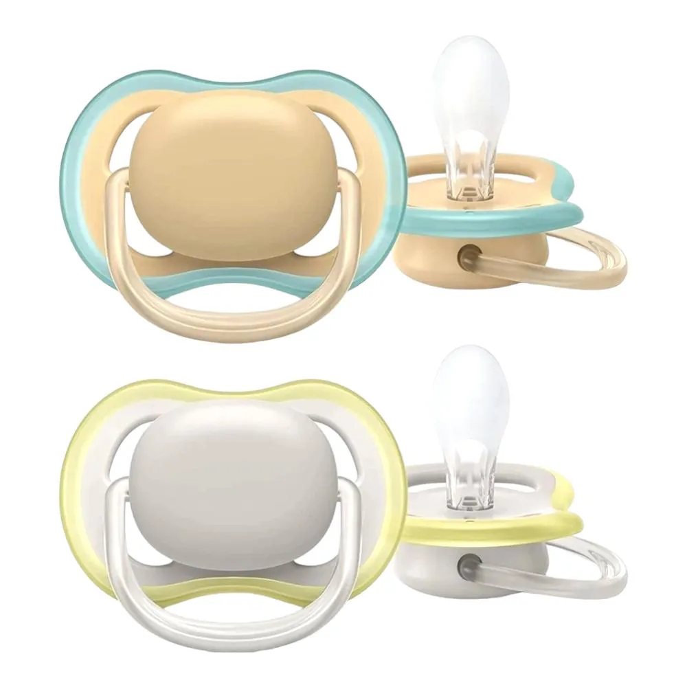 Chupeta Avent Ultra Air Dupla 0-6 Meses Amarela e Cinza