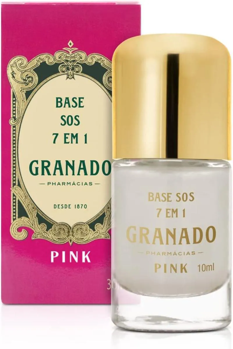 Base Fortalecedora Para Unhas Esmalte SOS 7 em 1 Pink Granado 10ml Incolor