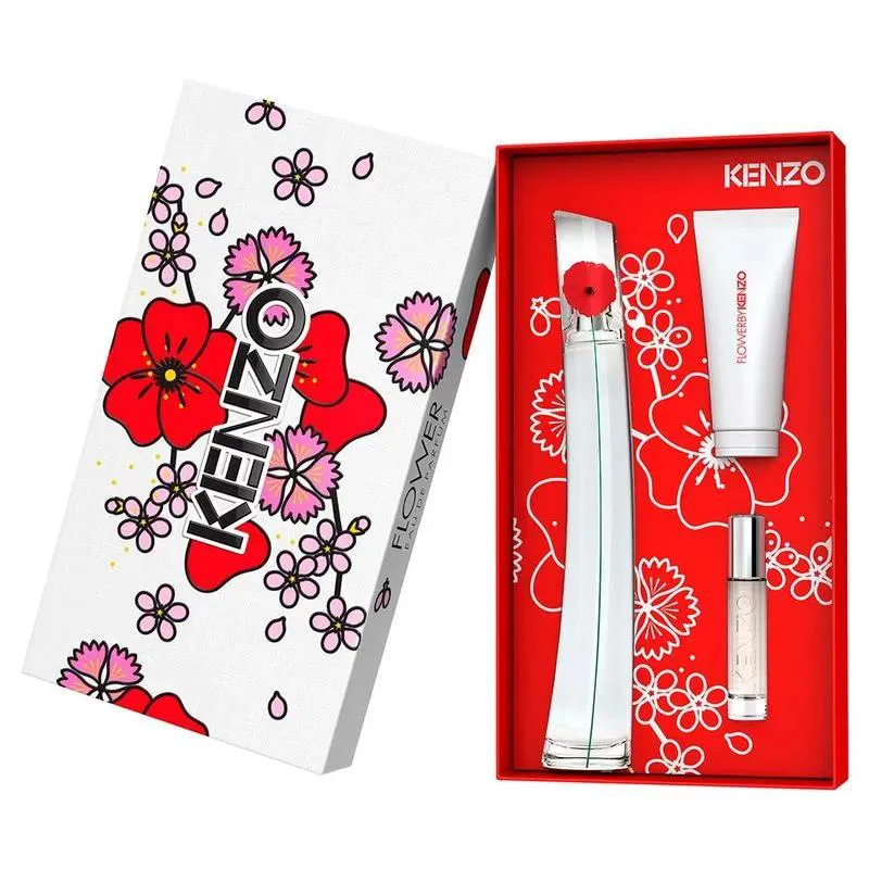 Kit Perfume Flower by Kenzo Eau De Parfum Feminino Kenzo 100mll + 15ml + Loção Corporal 75ml