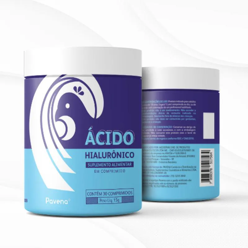 Ácido Hialurônico Pavena - Pote com 30 comprimidos