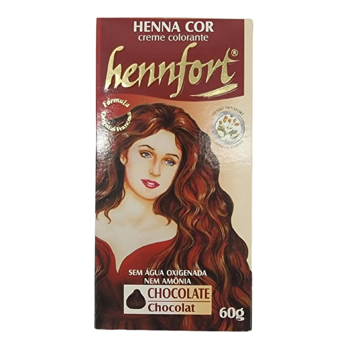 COLORAçãO CREME HENNA COR CHOCOLATE HENNFORT 60G
