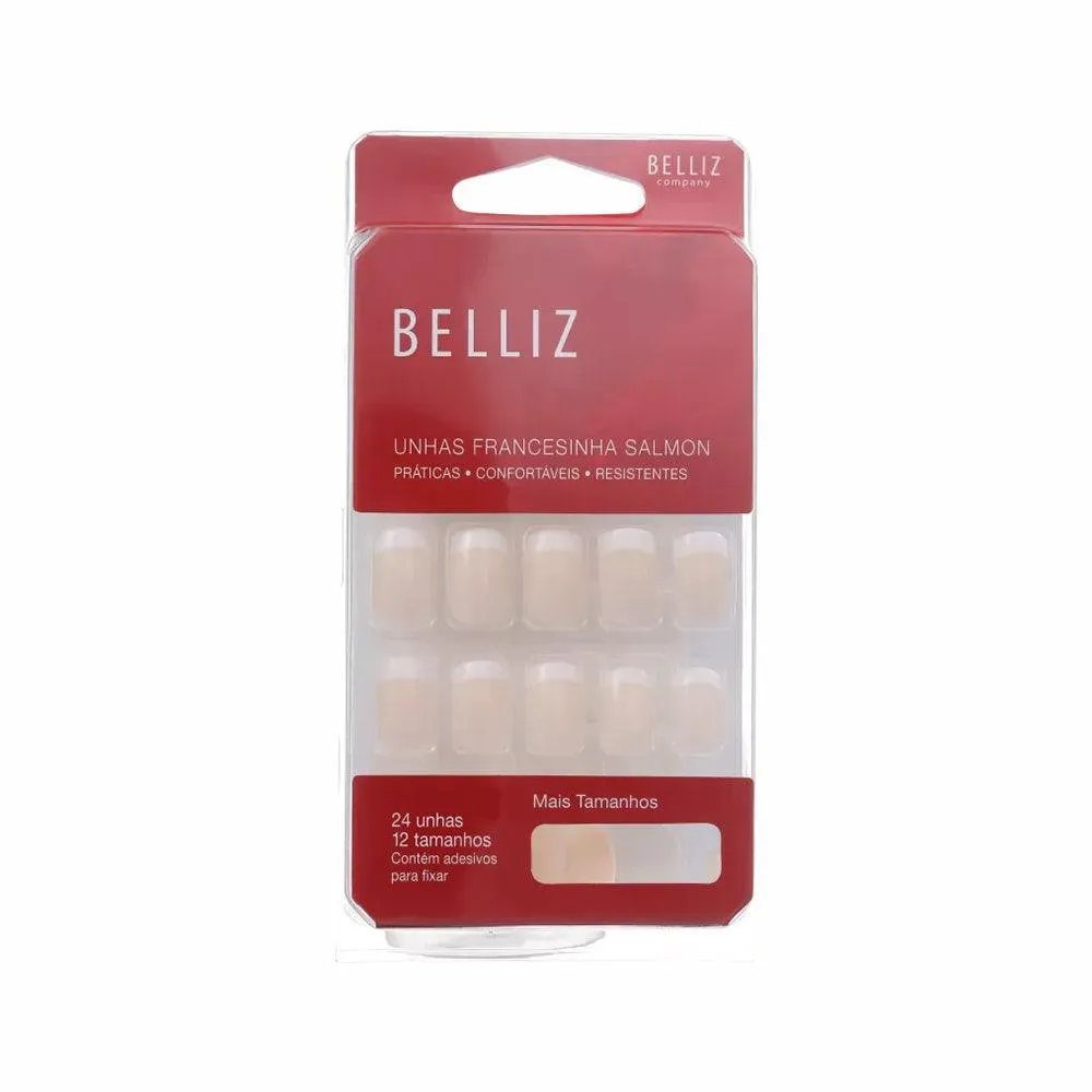 UNHAS POSTIçAS BELLIZ FRANCESINHA SALMON
