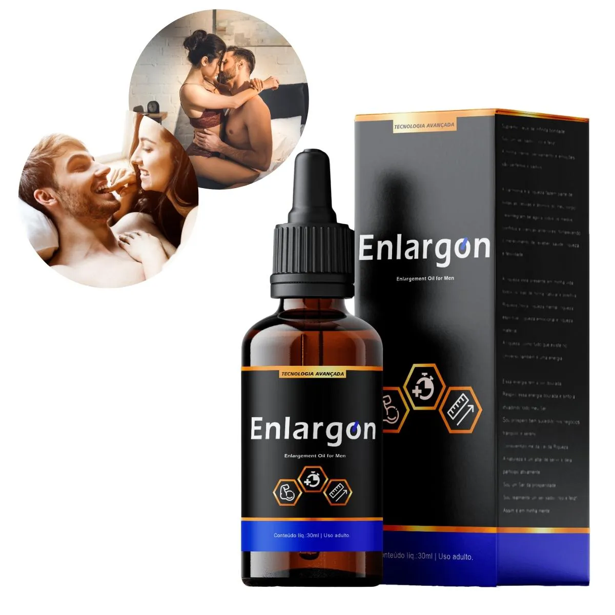 ENLARGON 30ML - POTENTE ÓLEO MASCULINO P/ HIDRATAçãO ÍNTIMA