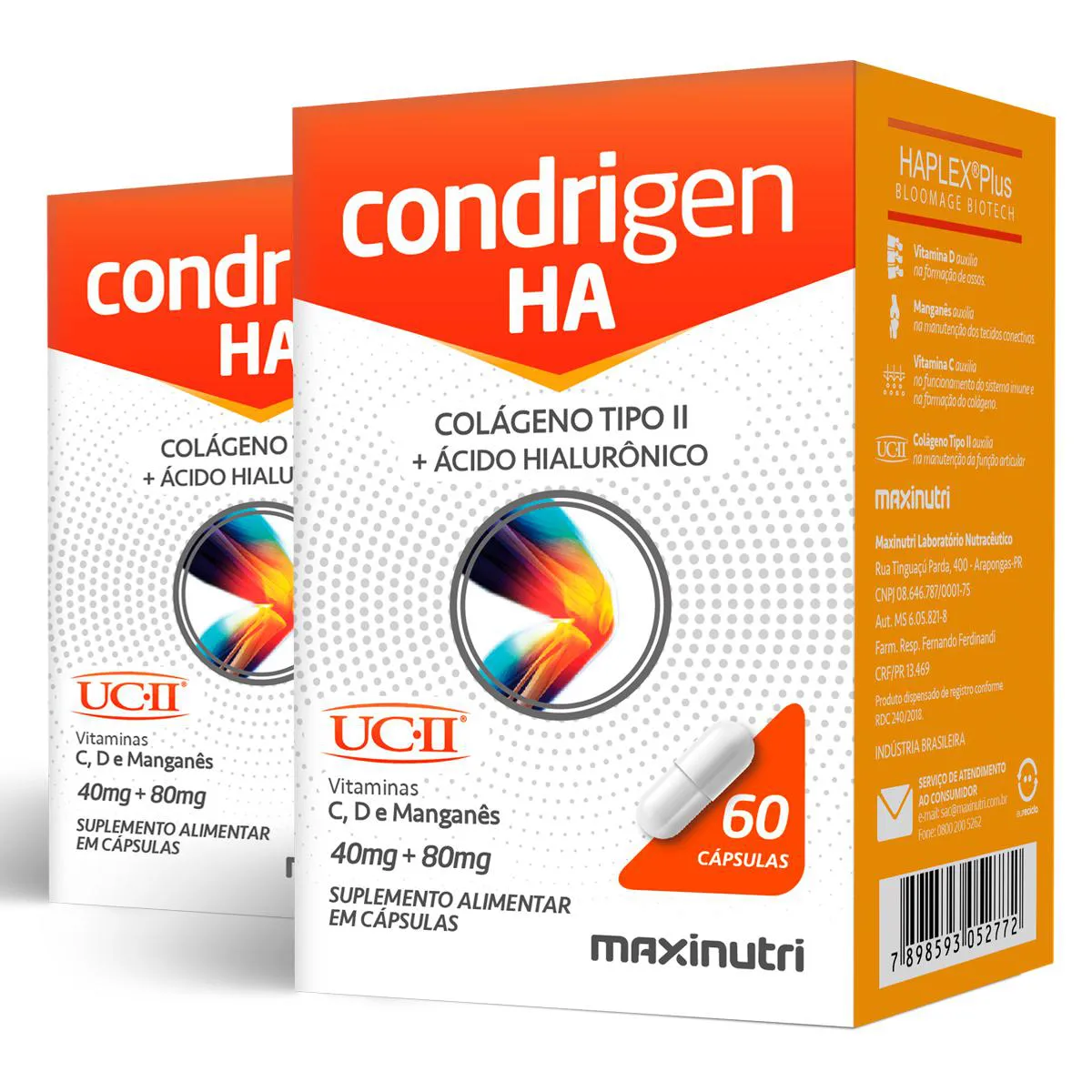 KIT 2 CONDRIGEN HÁ COLáGENO TIPO 2 MAXINUTRI 60 CáPSULAS