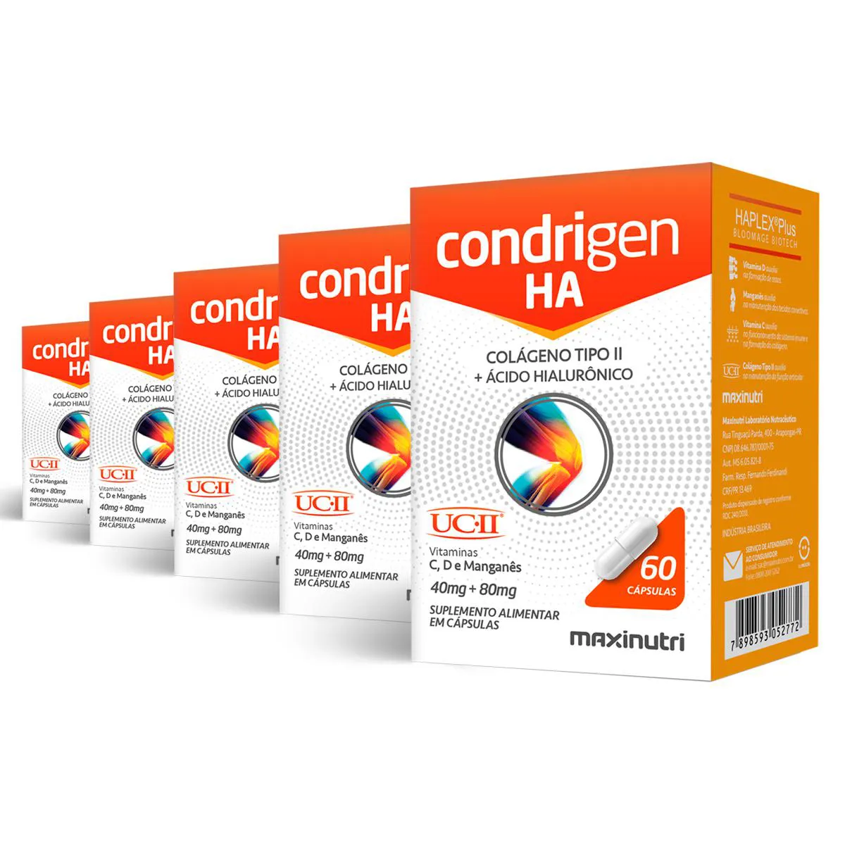 KIT 5 CONDRIGEN HÁ COLáGENO TIPO 2 MAXINUTRI 60 CáPSULAS