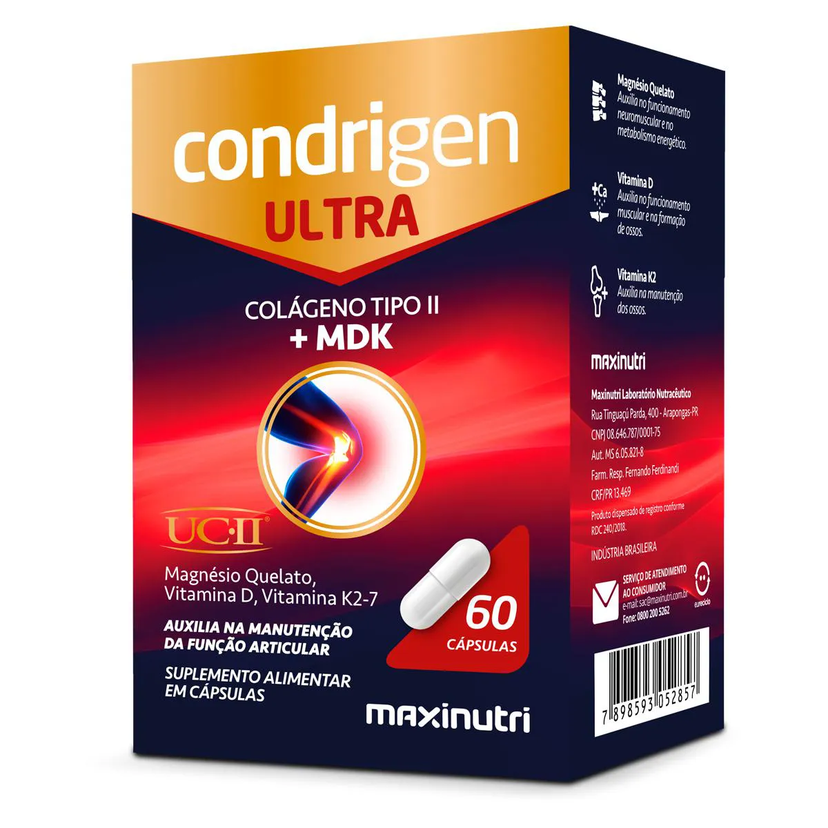 CONDRIGEN ULTRA COLáGENO TIPO 2 + MDK MAXINUTRI 60 CáPSULAS