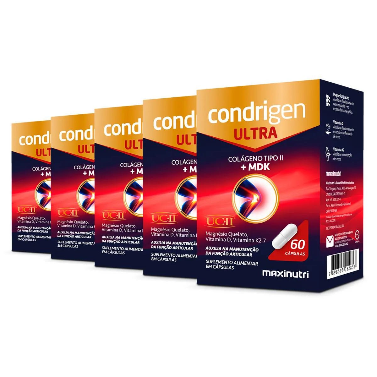 KIT 5 CONDRIGEN ULTRA COLáGENO TIPO 2 + MDK MAXINUTRI 60 CáPSULAS