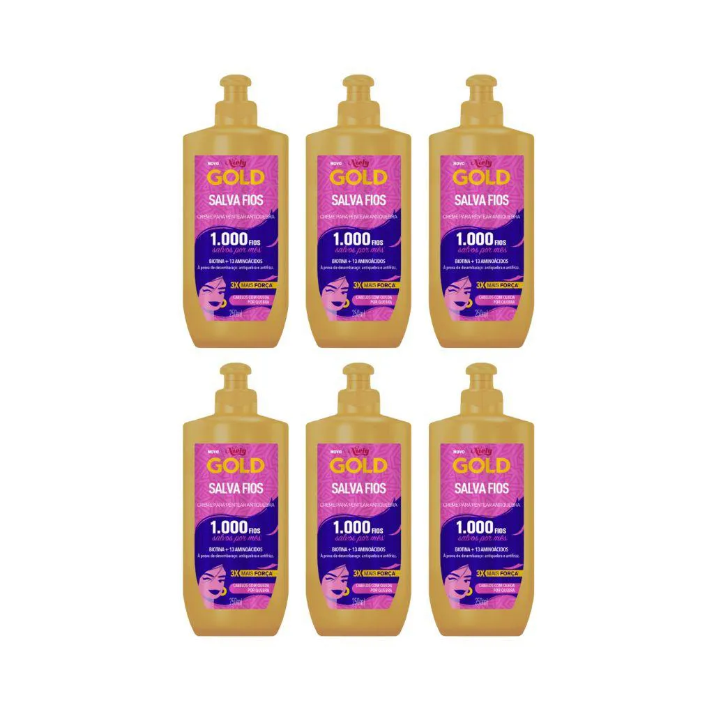 CREME PENTEAR NIELY GOLD SALVA FIOS 250ML - KIT C/ 6UN