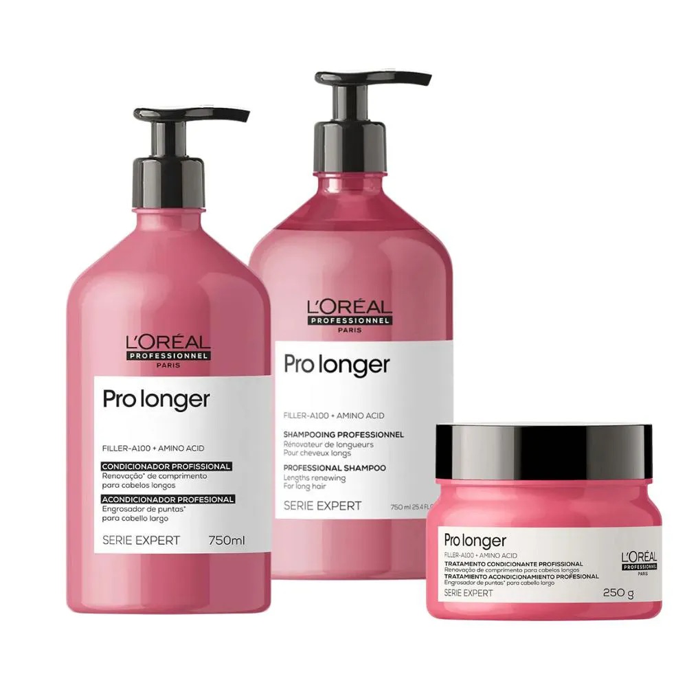 KIT SH + COND 750ML + MáSCARA L’ORéAL PROFESSIONNEL PRO LONGER
