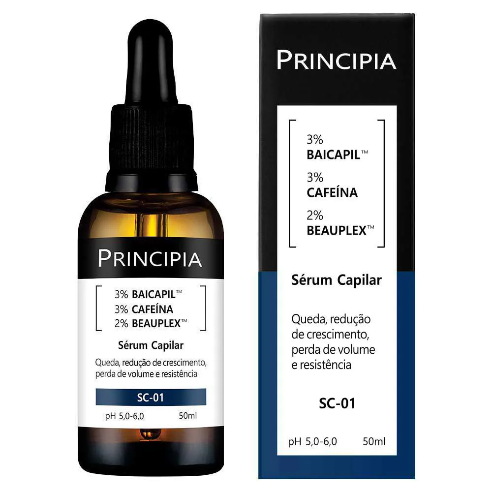 Sérum Capilar 3% Baicapil + 3% Cafeína Principia Skincare Sc - 01 - Tratamento De Queda E Crescimento Com 50ml
