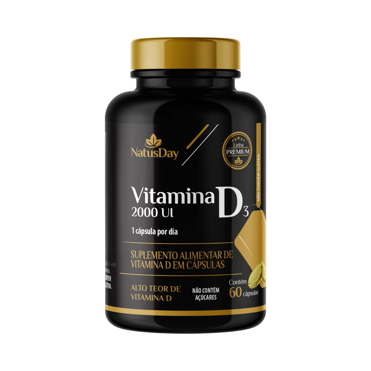 SUPLEMENTO ALIMENTAR VITAMINA D3 2.000UI - 60 CáPSULAS - NATUSDAY PREMIUM