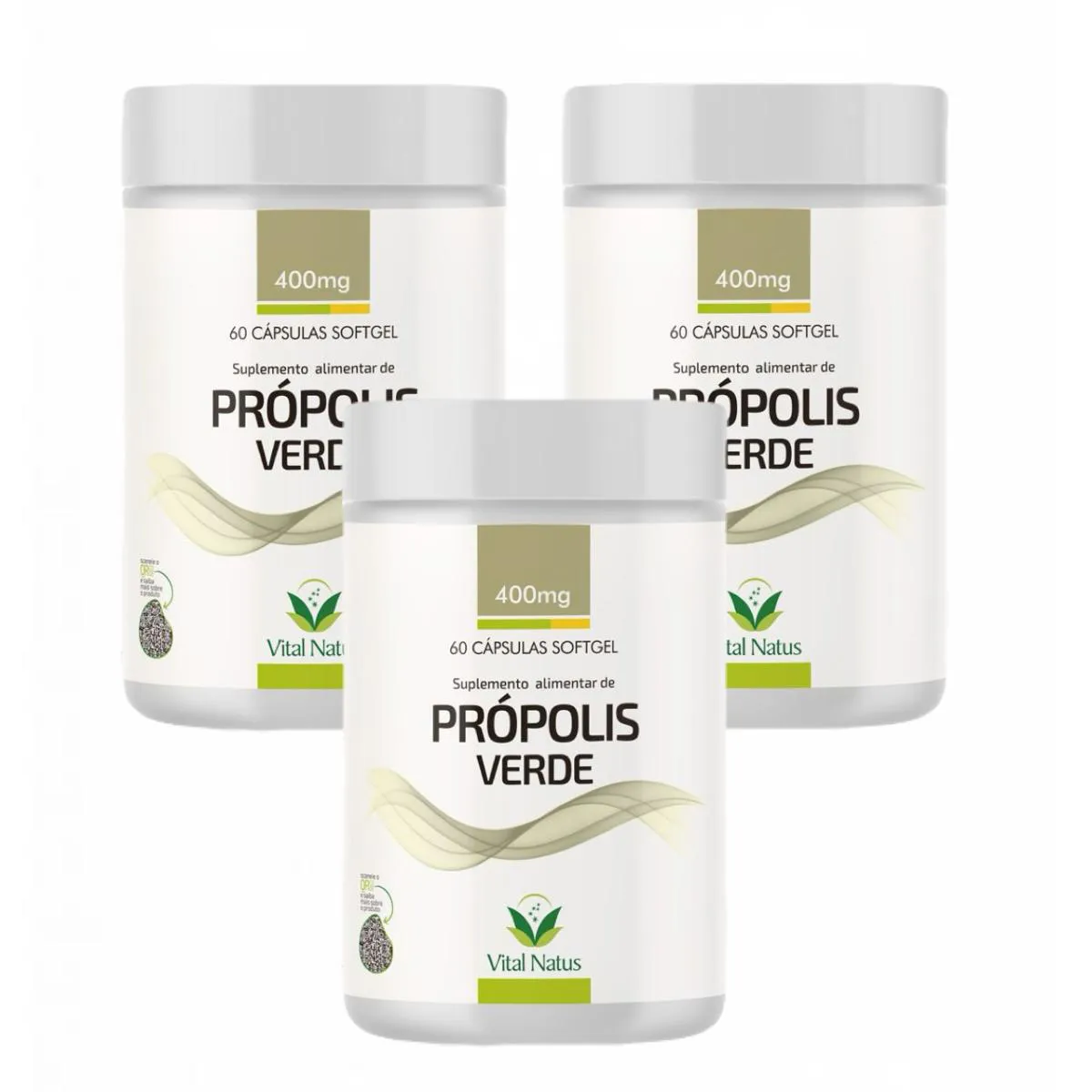3X PRóPOLIS VERDE 60 CáPS- 400MG- EXTRATO 100%- VITAL NATUS