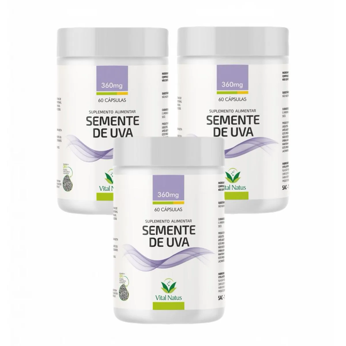3X SEMENTE DE UVA- VITAL NATUS- 60 CáPSULAS
