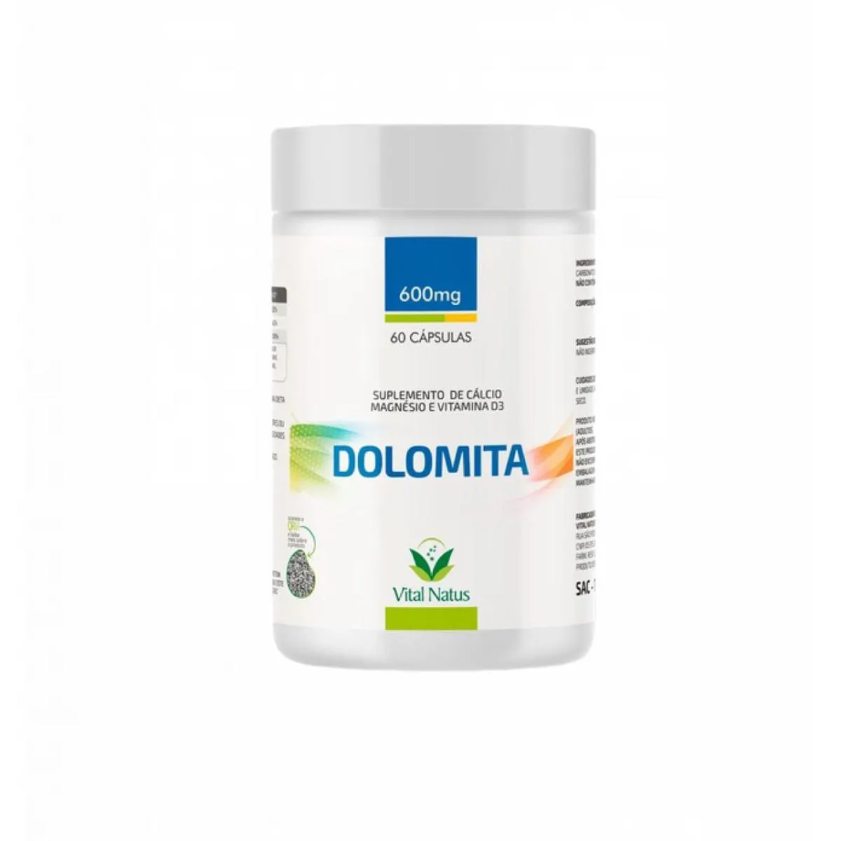 DOLOMITA- CáLCIO- MAGNéSIO- VIT. D3- 60 CáPS- VITAL NATUS