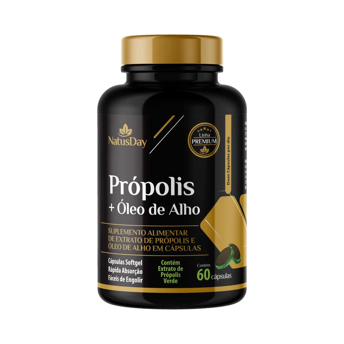 PRóPOLIS + ÓLEO DE ALHO (60 CáPSULAS) - NATUSDAY PREMIUM