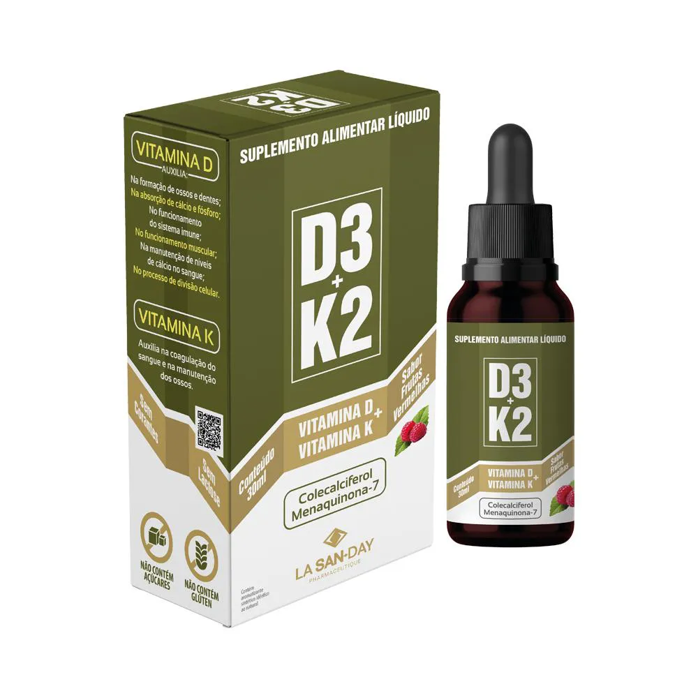 SUPLEMENTO ALIMENTAR VITAMINA D3 + K2 - GOTAS 30ML - LA SAN DAY