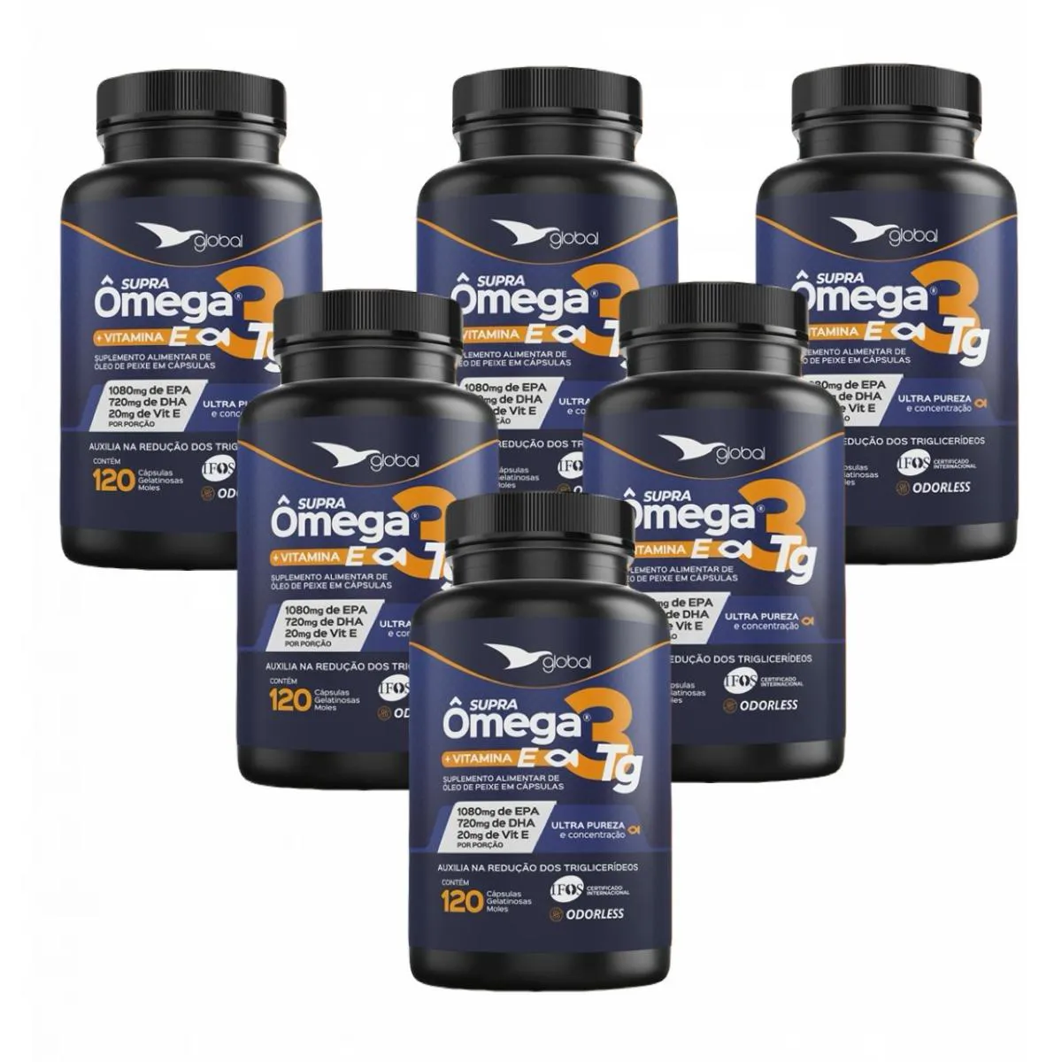 6X SUPRA ÔMEGA 3 T.G- 1080MG EPA- 720MG DHA- VIT.E-120 CAPS