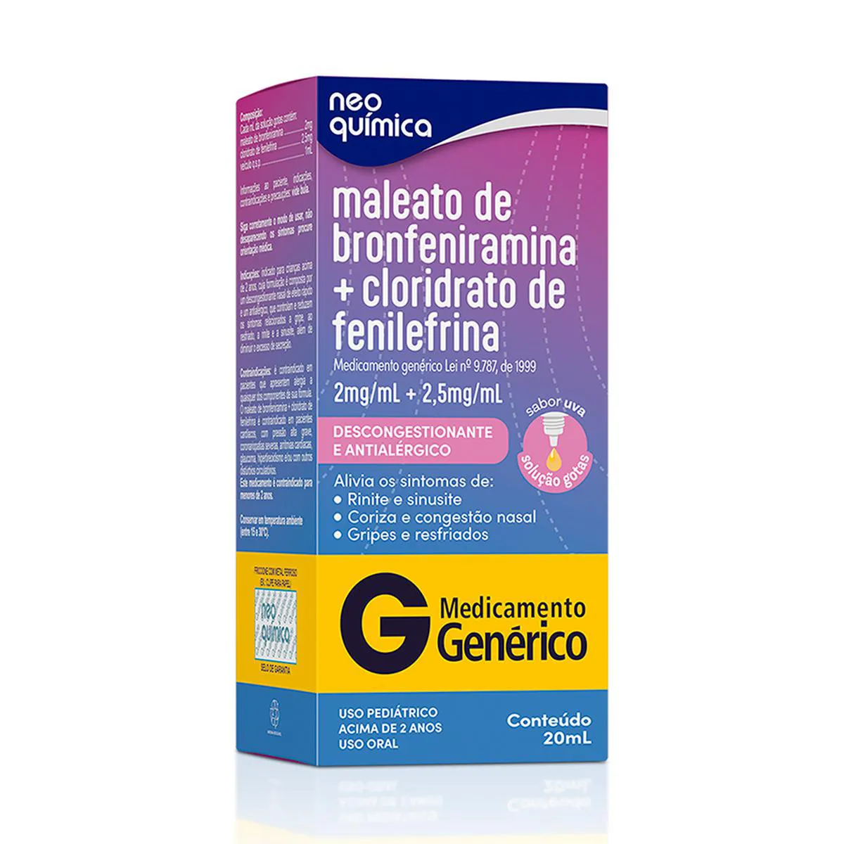 MALEATO DE BRONFENIRAMINA+CLORIDRATO DE FENILEFRINA 2+2,5MG/ML 20ML ...