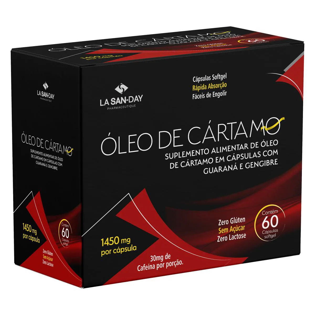 SUPLEMENTO ALIMENTAR ÓLEO DE CáRTAMO + GENGIBRE + GUARANá - 60 CáPSULAS - LA SAN DAY