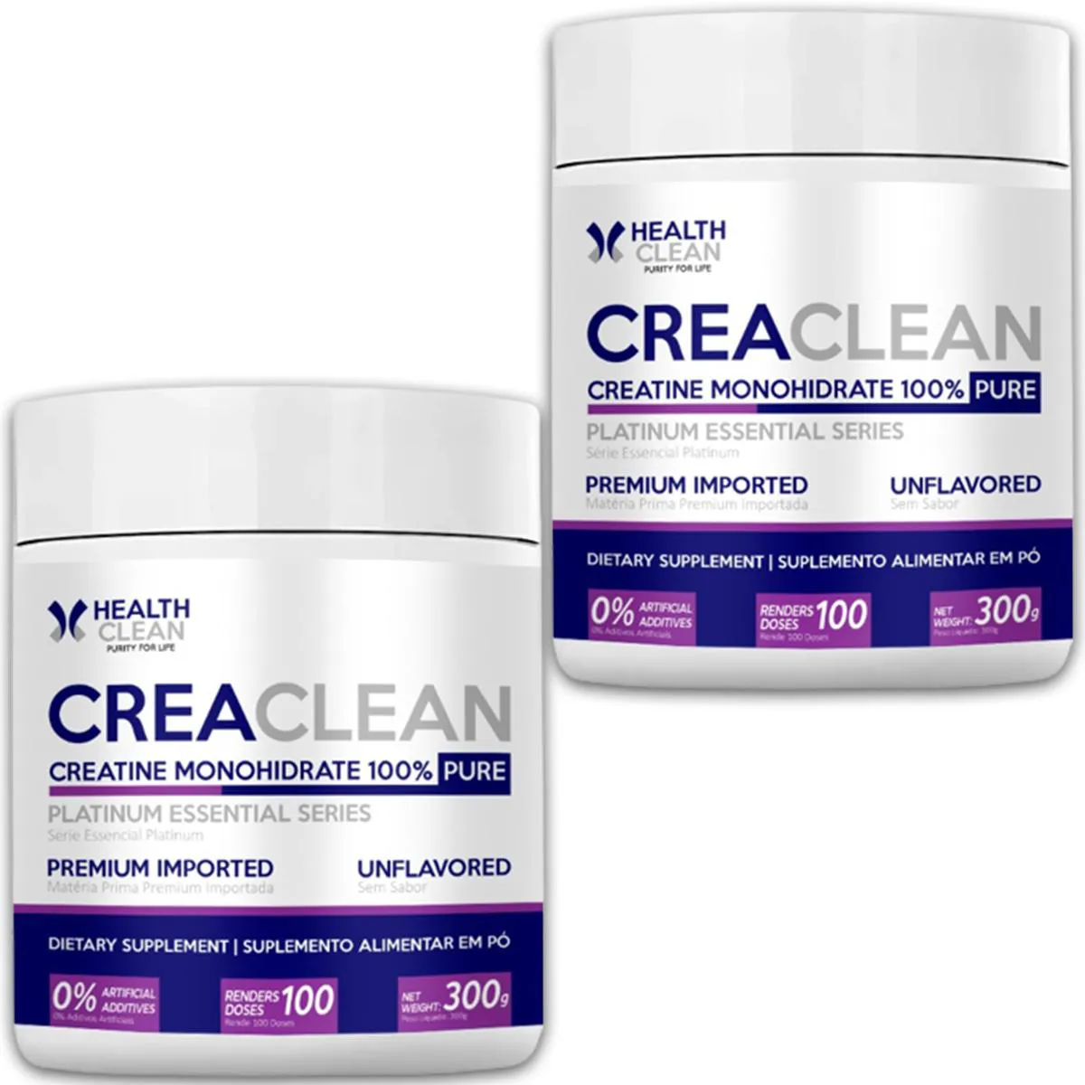 2X CREATINA MONOHIDRATADA CREACLEAN PURA 300G - HEALTH CLEAN