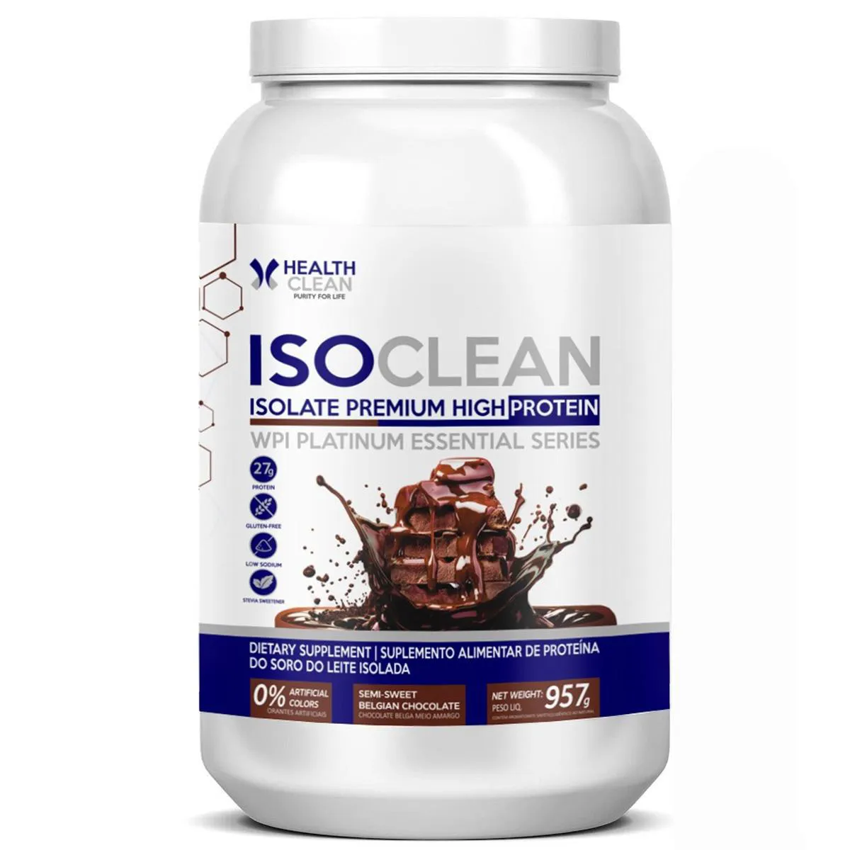 WHEY PROTEIN ISOLADO ISOCLEAN 957G (CHOCOLATE BELGA) - HEALTH CLEAN