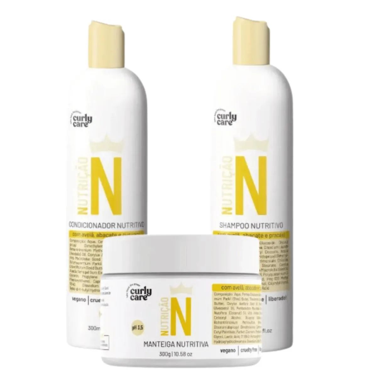 KIT SHAMPOO, CONDICIONADOR E MANTEIGA LINHA NUTRIçãO N CURLY CARE