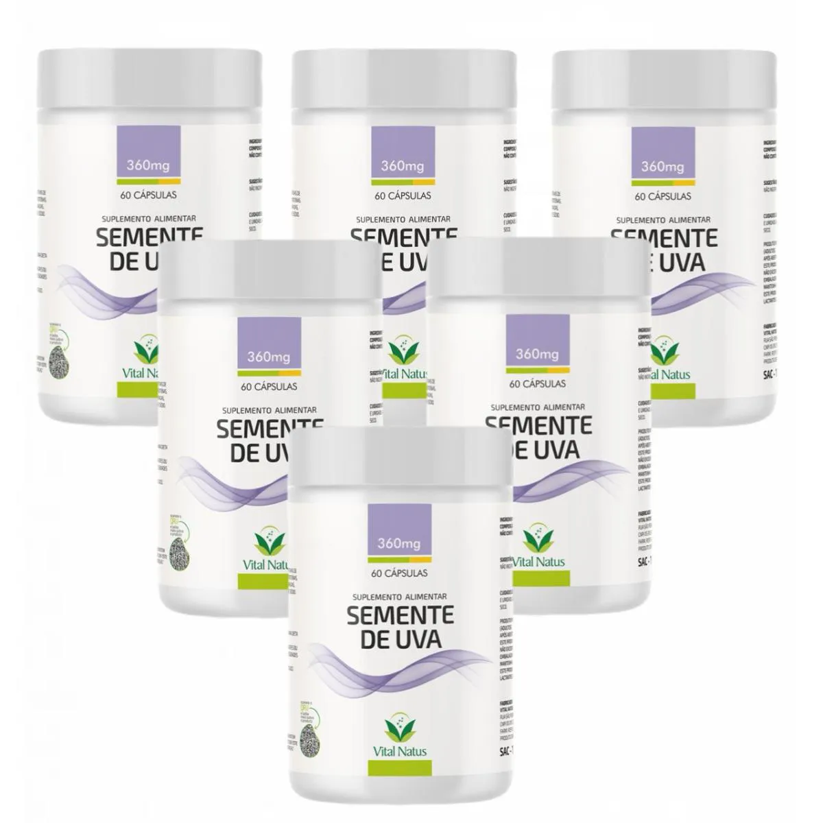 6X SEMENTE DE UVA- VITAL NATUS- 60 CáPSULAS
