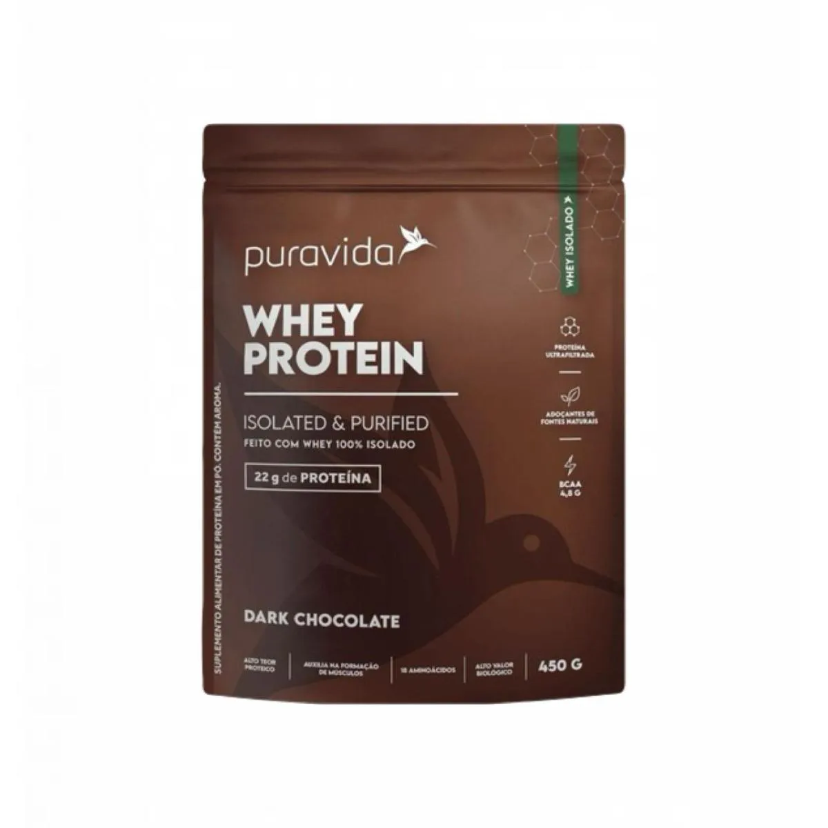 WHEY PROTEIN ISOLADO- DARK CHOCOLATE- 450G- PURAVIDA