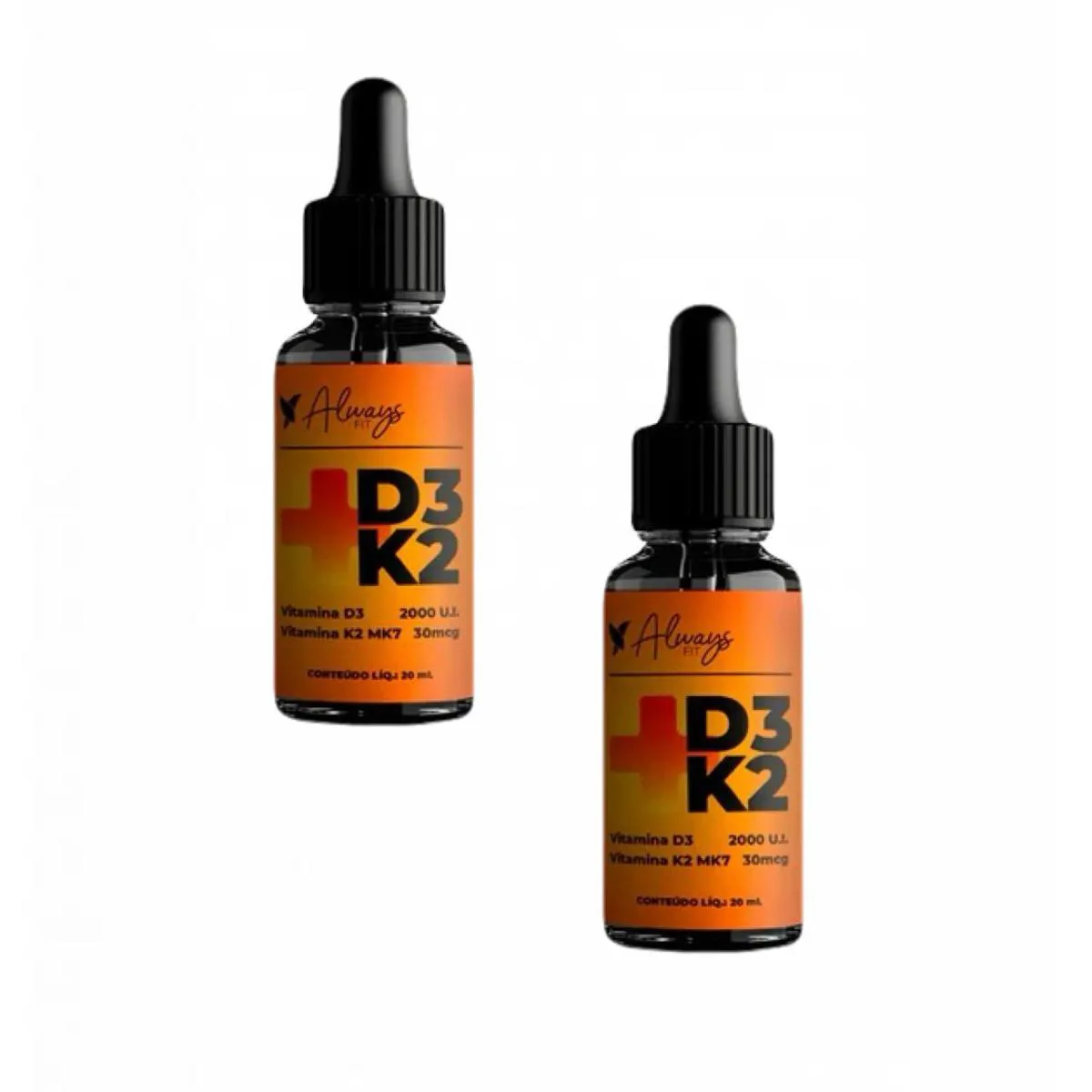 2X VITAMINA D3 + K2 MK-7 EM GOTAS - 20 ML - ALWAYS FIT