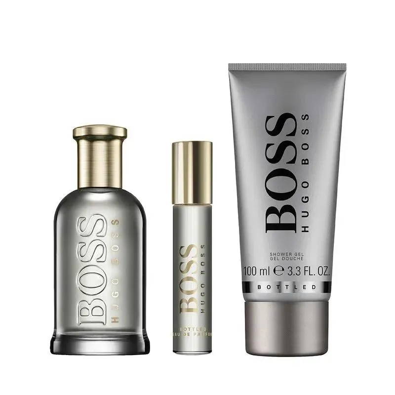 KIT PERFUME BOSS BOTTLED EAU DE PARFUM MASCULINO HUGO BOSS 100ML + TRAVEL SIZE 10ML + SHOWER GEL 100ML